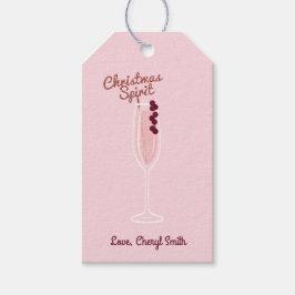 Roze kerstmis cadeaulabel