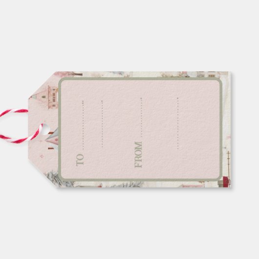  roze Kerstmis Cadeaulabel (Achterkant Horizontaal)