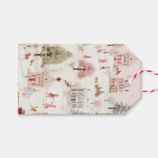  roze Kerstmis Cadeaulabel (Voorkant (Horizontaal))