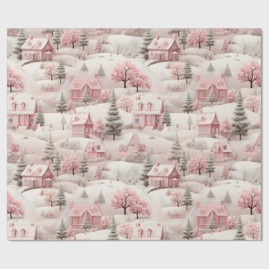  roze Kerstmis Cadeaupapier (Vlak)