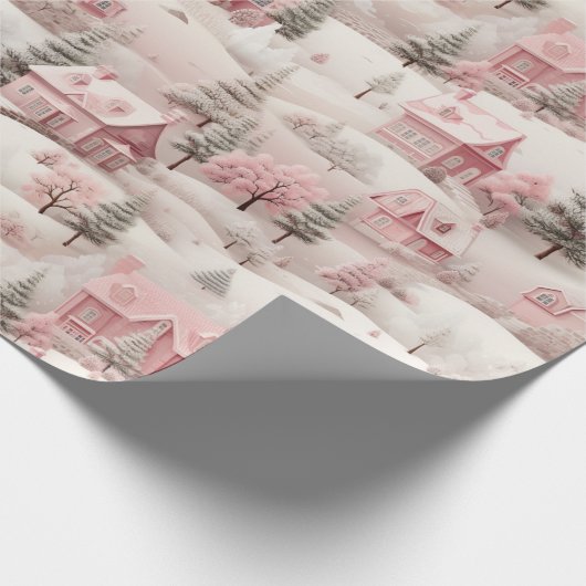  roze Kerstmis Cadeaupapier (Hoek)