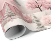  roze Kerstmis Cadeaupapier (Rol Hoek)