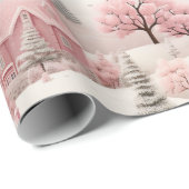  roze Kerstmis Cadeaupapier (Rol Hoek)