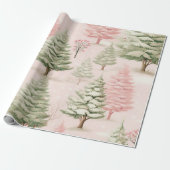  roze Kerstmis Cadeaupapier (Uitgerold)