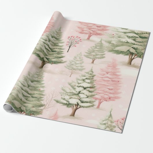  roze Kerstmis Cadeaupapier (Uitgerold)