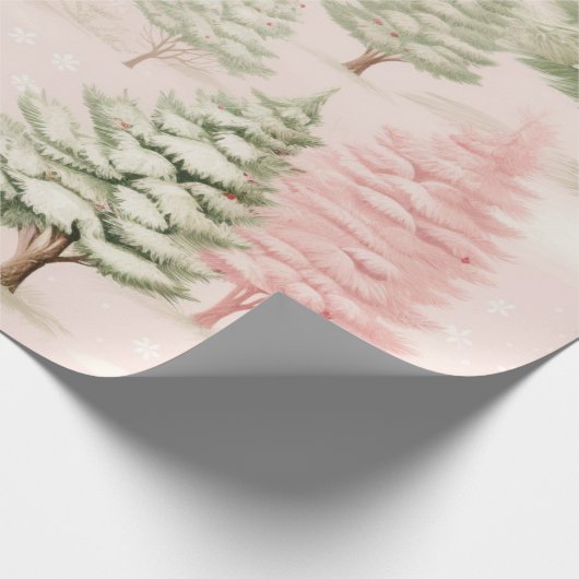  roze Kerstmis Cadeaupapier (Hoek)