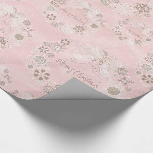 Roze kerstmis cadeaupapier (Hoek)