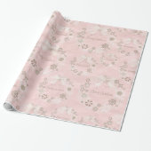 Roze kerstmis cadeaupapier (Uitgerold)