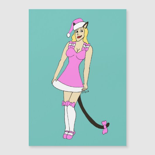 Roze Kerstmis catgirl (Voorkant)