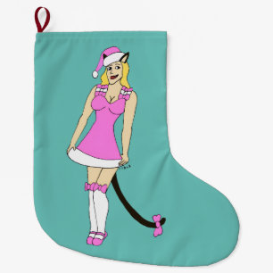 Roze Kerstmis catgirl Grote Kerstsok