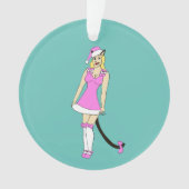 Roze Kerstmis catgirl Ornament (voorkant)