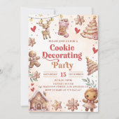 Roze Kerstmis Cookie Decorating Party Uitnodiging (Voorkant)