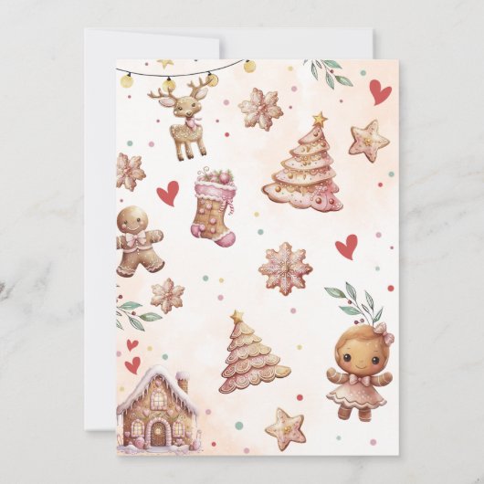 Roze Kerstmis Cookie Decorating Party Uitnodiging (Achterkant)