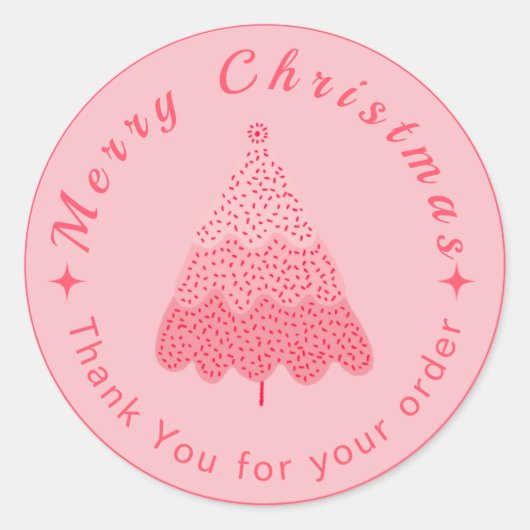 Roze Kerstmis Dank u kleine onderneming Ronde Sticker (Voorkant)