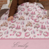 Roze Kerstmis Douane Sherpa Deken