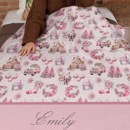 Roze Kerstmis Douane Sherpa Deken