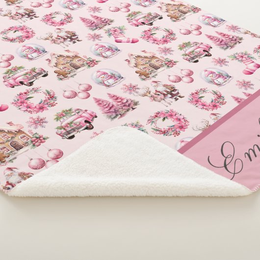 Roze Kerstmis Douane Sherpa Deken (3/4)