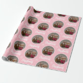 Roze Kerstmis één cirkel foto Cadeaupapier (Uitgerold)