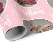 Roze Kerstmis één cirkel foto Cadeaupapier (Rol Hoek)