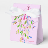 Roze Kerstmis Favor Box met Mistletoe Bedankdoosjes (Voorkant Zijde)