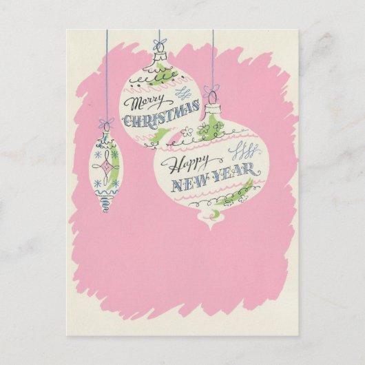 roze Kerstmis Feestdagenkaart (Voorkant)