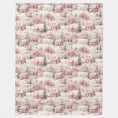 roze Kerstmis Fleece Deken (Voorkant)