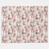 roze Kerstmis Fleece Deken (Voorkant (Horizontaal))