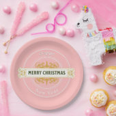 Roze Kerstmis, Gelukkig Nieuwjaar Papieren Bord (Feest)