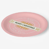 Roze Kerstmis, Gelukkig Nieuwjaar Papieren Bord (Gekanteld)