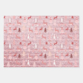Roze Kerstmis Glitter look Treins Reindeer Inpakpapier Vel (Voorkant 2)