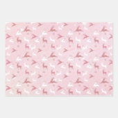 Roze Kerstmis Glitter look Treins Reindeer Inpakpapier Vel (Voorkant)