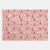 Roze Kerstmis Glitter look Treins Reindeer Inpakpapier Vel (Voorkant 3)