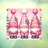 Roze Kerstmis Gnomen Venster Cling Raamsticker (Vel 3)