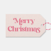 Roze Kerstmis Groovy Modern Retro Cadeaulabel (Voorkant (Horizontaal))
