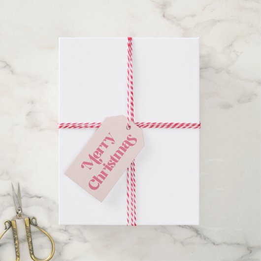 Roze Kerstmis Groovy Modern Retro Cadeaulabel (Met Touw)