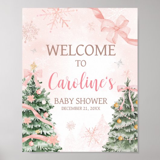 Roze Kerstmis Het is koud buiten Welkom Poster (Voorkant)