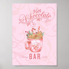 Roze Kerstmis Hete Chocolade Bar Teken Poster