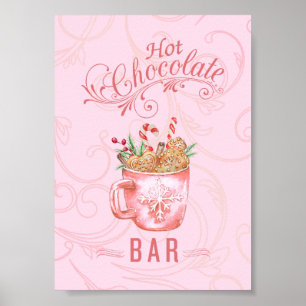 Roze Kerstmis Hete Chocolade Bar Teken Poster