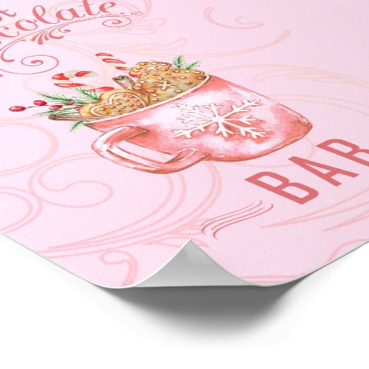 Roze Kerstmis Hete Chocolade Bar Teken Poster (Hoek)