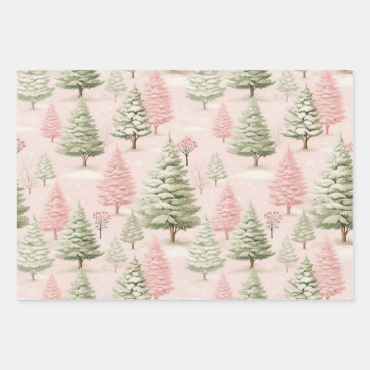  roze Kerstmis Inpakpapier Vel (Voorkant 2)