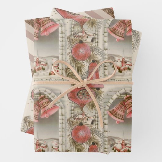  roze Kerstmis Inpakpapier Vel (In situ)