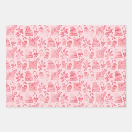 Roze Kerstmis Inpakpapier Vel (Voorkant)