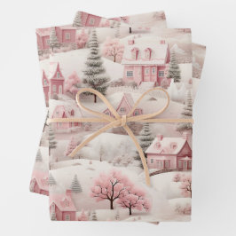 roze Kerstmis Inpakpapier Vel