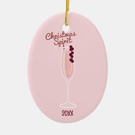 Roze kerstmis keramisch ornament (Voorkant)