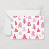 Roze Kerstmis kerstboom Notitiekaartje (Voorkant)