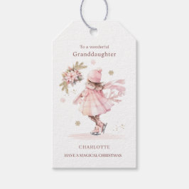 Roze Kerstmis Kleine Meisje Cadeaulabel