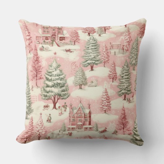roze Kerstmis Kussen (Voorkant)