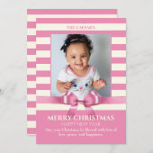 Roze Kerstmis lint foto Feestdagenkaart (Voorkant / Achterkant)