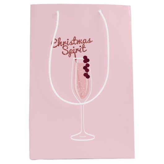 Roze kerstmis medium cadeauzakje (Voorkant)