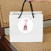 Roze Kerstmis Meisje Gnome Met Donker Haar Jolly Ronde Sticker